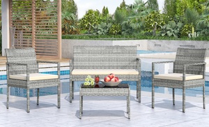 Four-Piece Rattan-Effect Garden Furniture Set