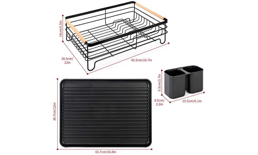 Image 25: Three-Piece Dish Drainer with Drip Tray and Cutlery Holder