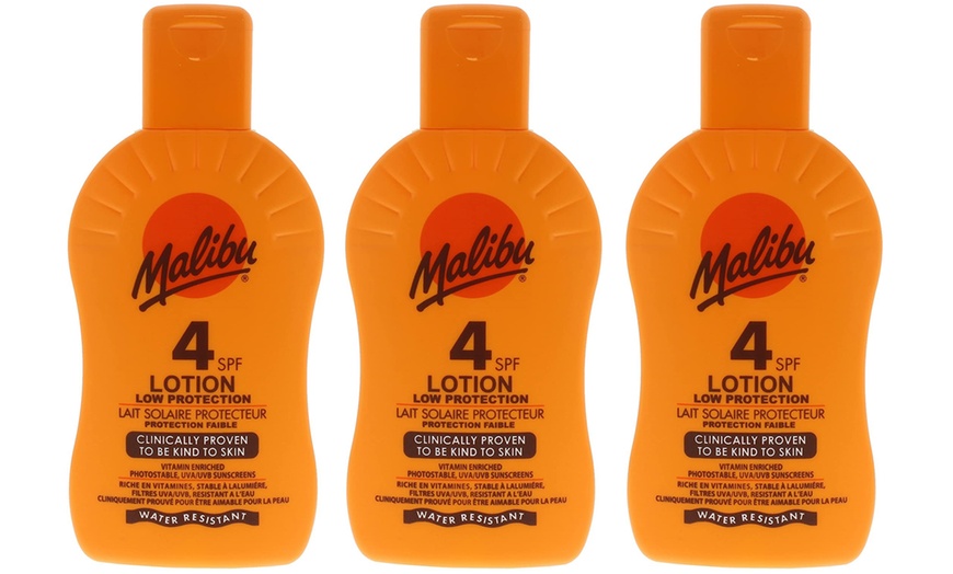 Image 2: Three-Pack of Malibu SPF Lotion or After Sun Lotion 200ml