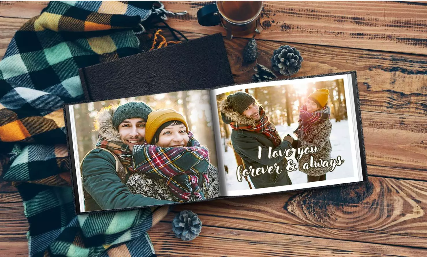 Livre photo en cuir A4 ou A5 paysage relié de 20, 40, 60 ou 100 pages sur le site Printerpix - Primary Image