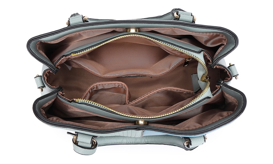 Image 4: Women's Color-block Fashion Tote and Top Handle Handbags