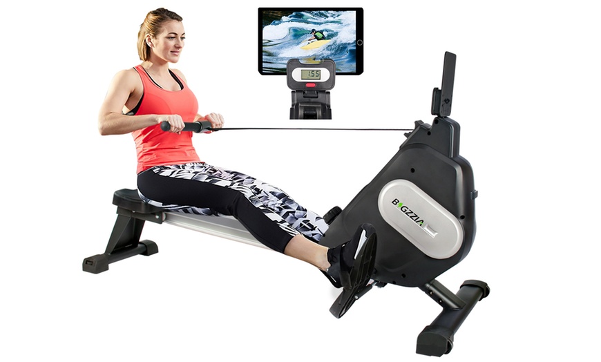 Image 1: 15-Level Adjustable Resistance Magnetic Rowing Machine