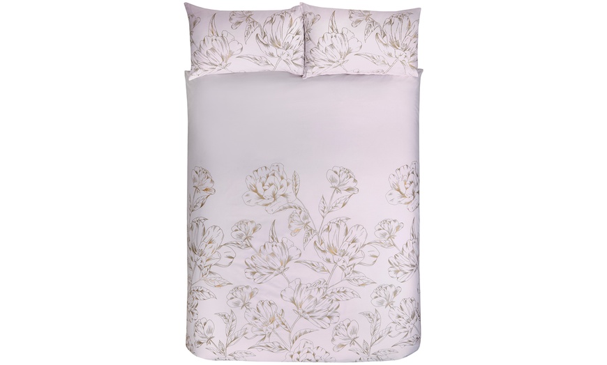 Image 3: Metallic Floral Duvet Set