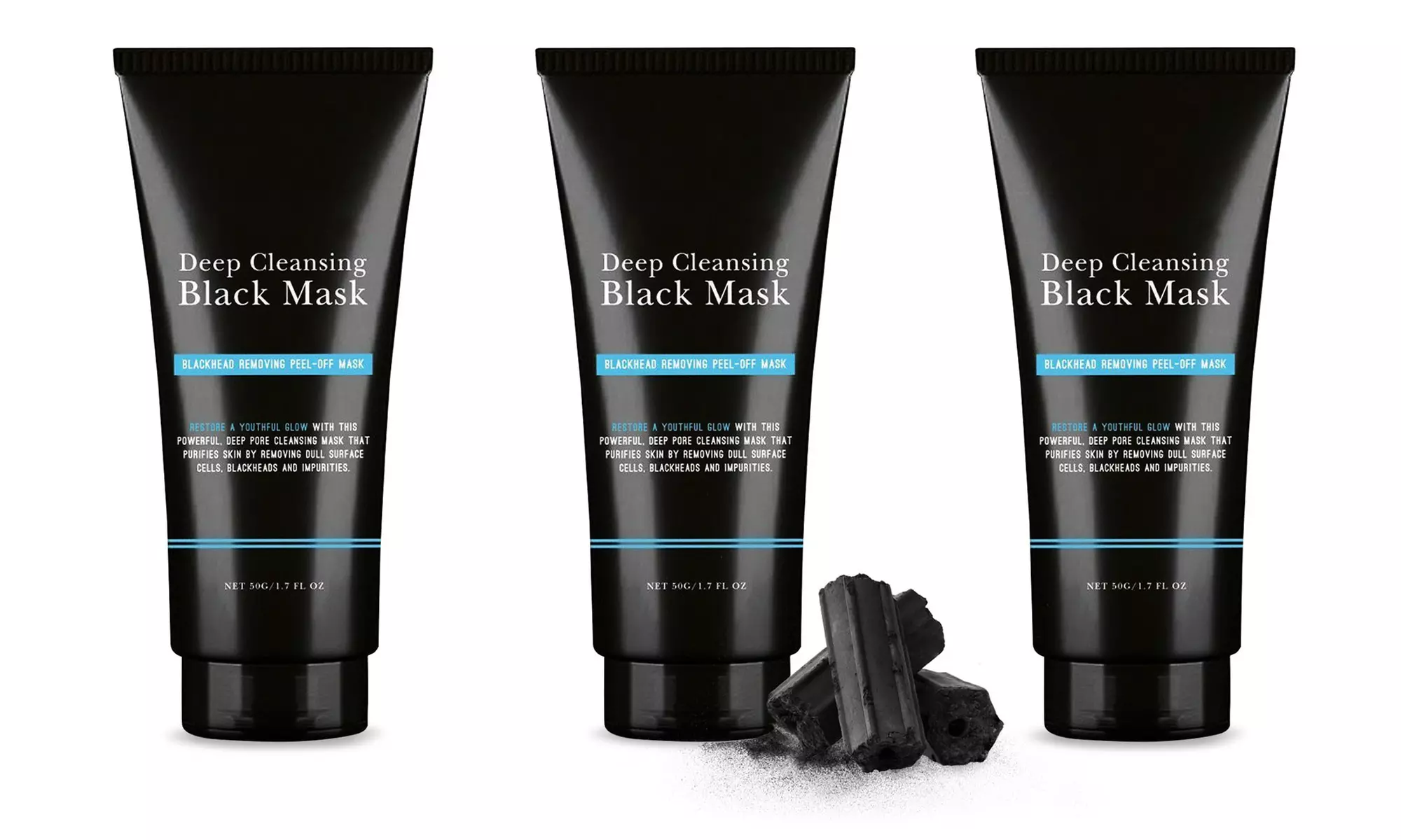 1, 2 ou 3 masques noirs anti-points noirs au charbon actif pour le visage - Second Medium