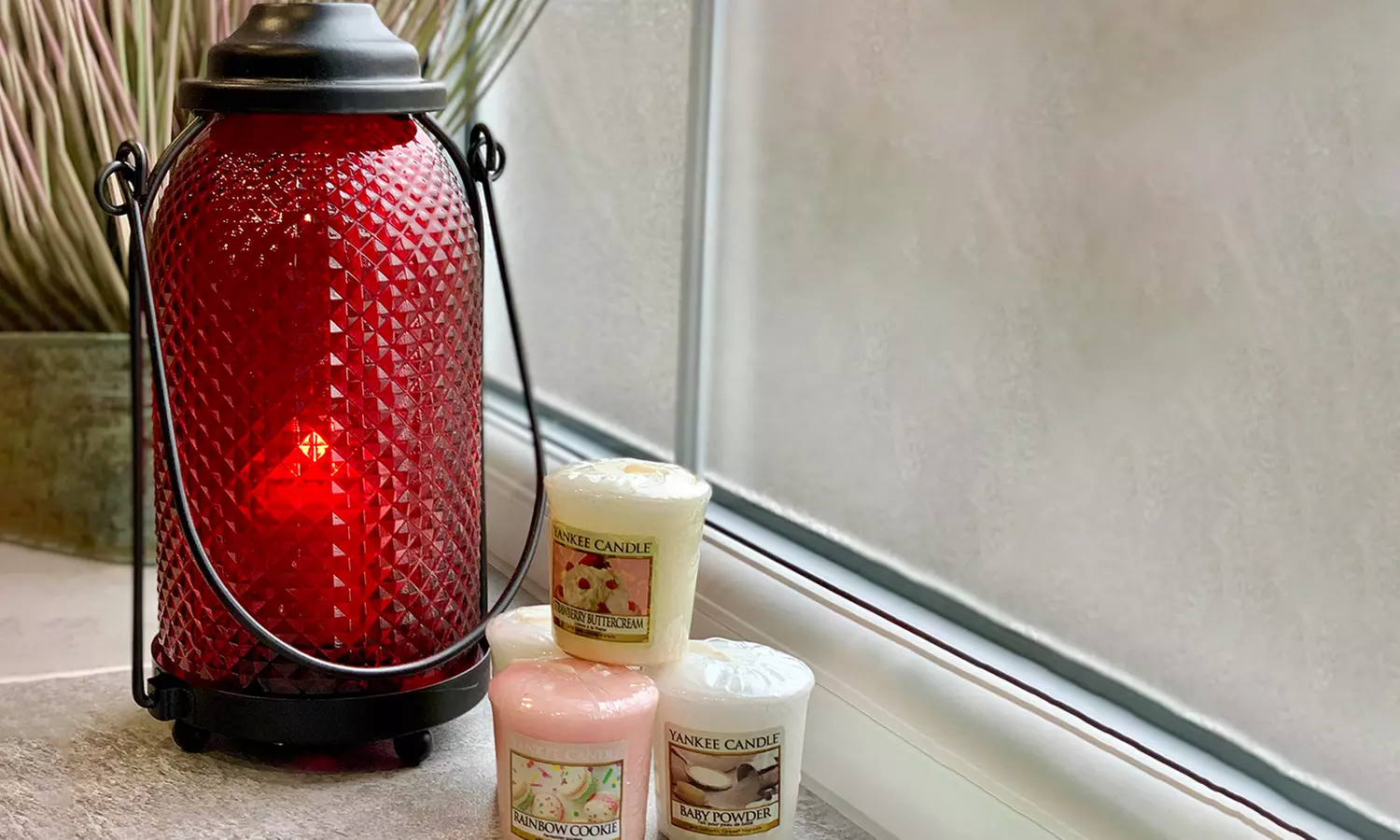 Yankee Candle Ruby Red Lantern or 12 Assorted Votive Candles - Primary Image