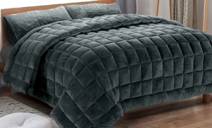 Three-Piece Winter Warmth Faux Mink Boxed Comforter Set