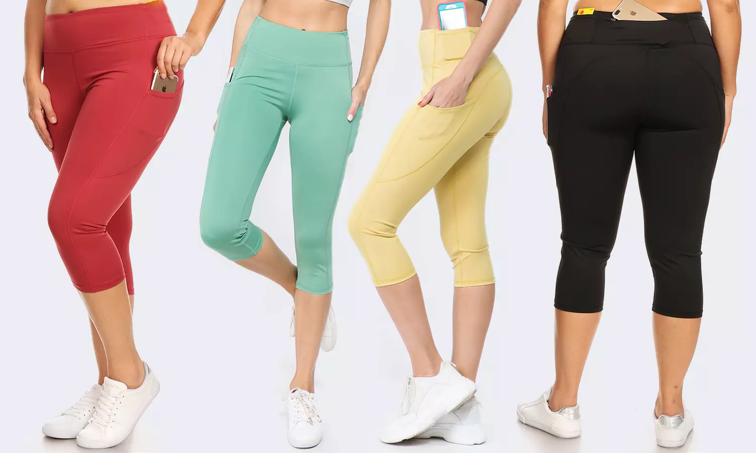 Style Clad Women's High-Waist Tummy Control Active Capri Leggings. Plus Sizes Available. - Primary Image