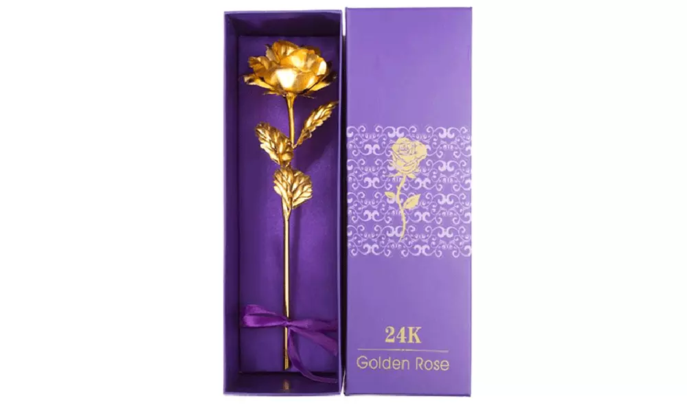 24K Gold-Plated Handmade Decorative Rose - Primary Image