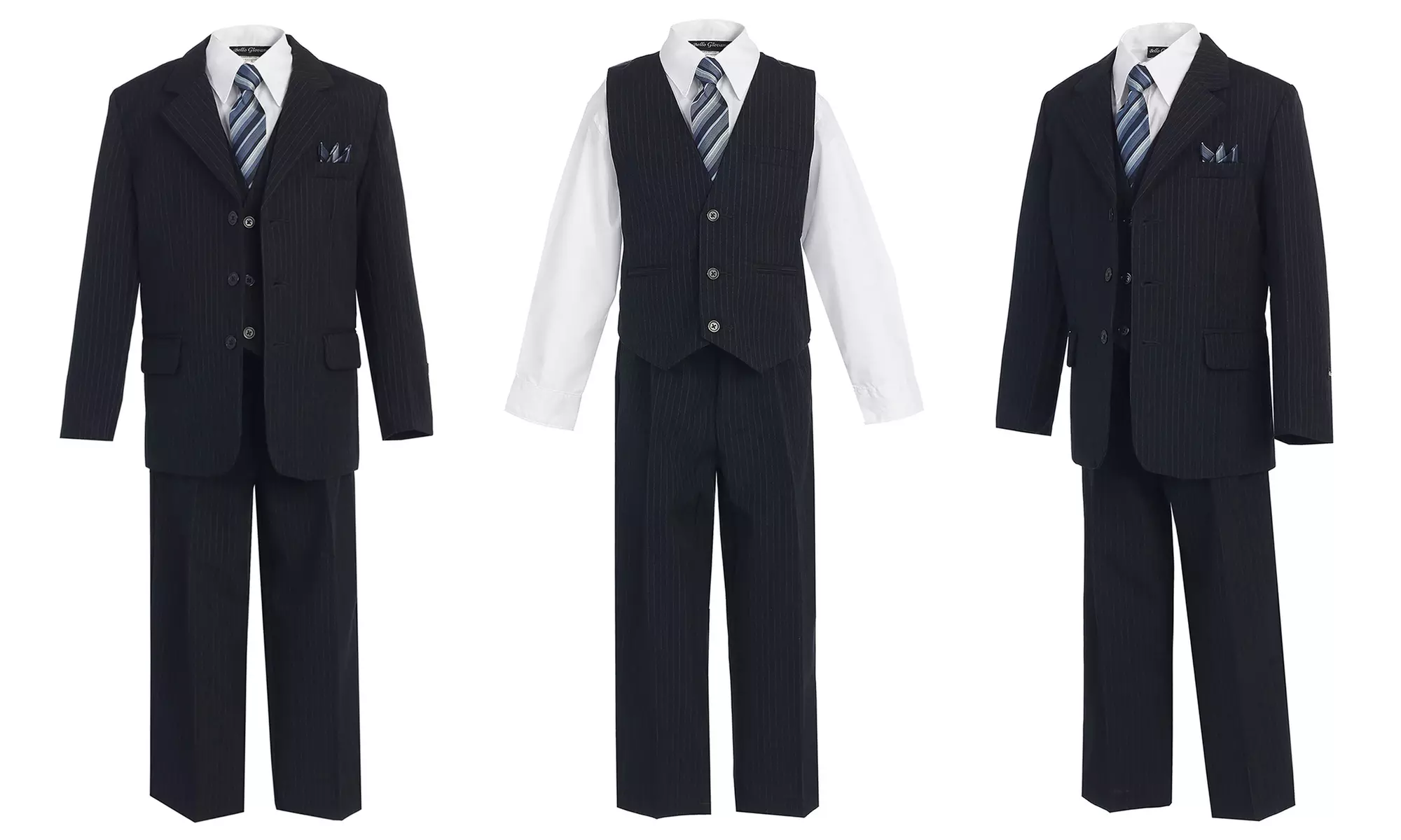 Bello Giovane Boys Pinstripe 5-Piece Suit - Second Medium
