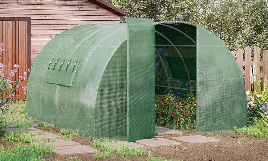 Image 10: Outsunny Walk-In Garden Greenhouse