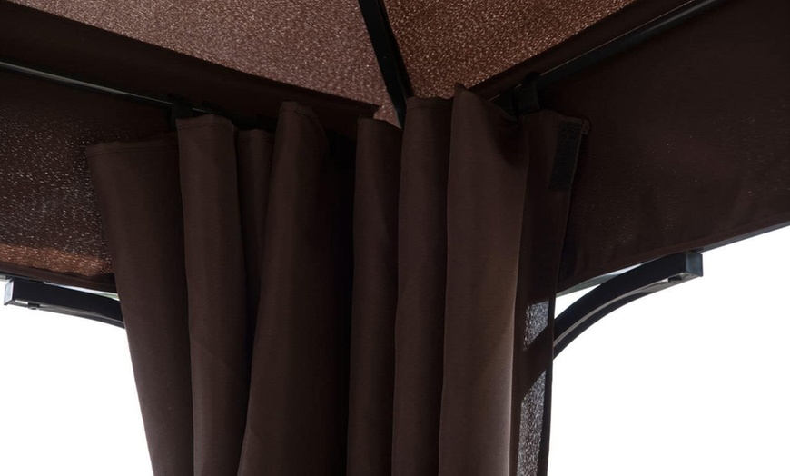 Image 5: Outsunny Outdoor Gazebo Canopy Shelter with Curtains