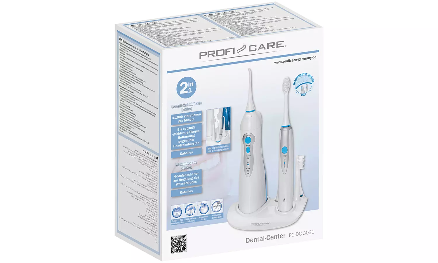 Combiné brosse à dents sonique et jet dentaire électriques, de la marque Proficare, modèle PC-DC 3031 - Image 6