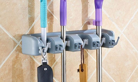 1 o 2 appendini da muro per scope e spazzole, con 5 ganci