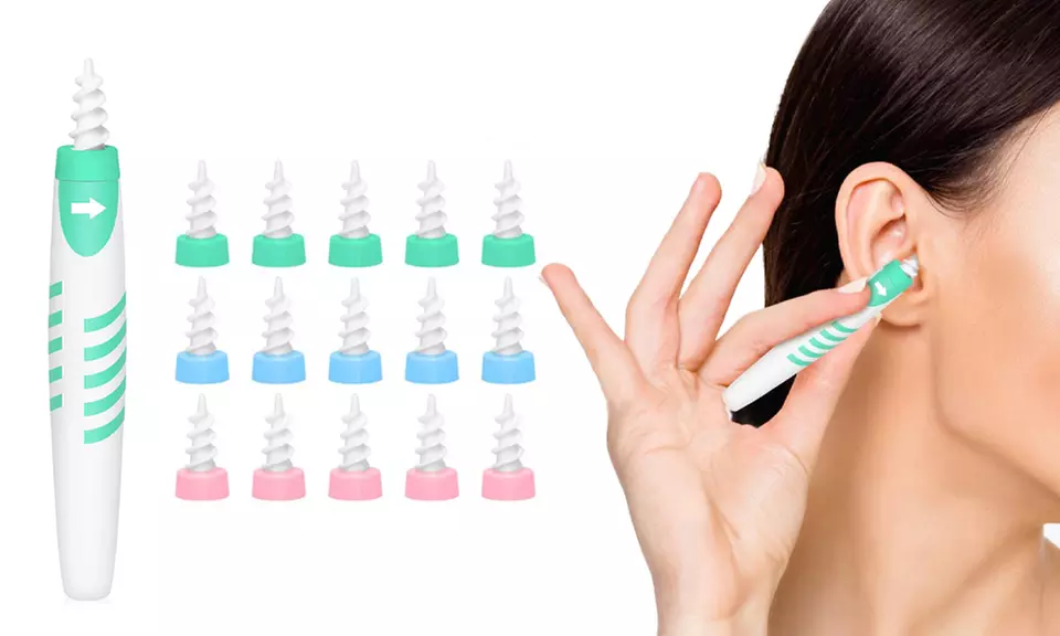 1, 2 ou 4 nettoyeurs d’oreilles avec 16 têtes spirale en silicone de rechange - Primary Image