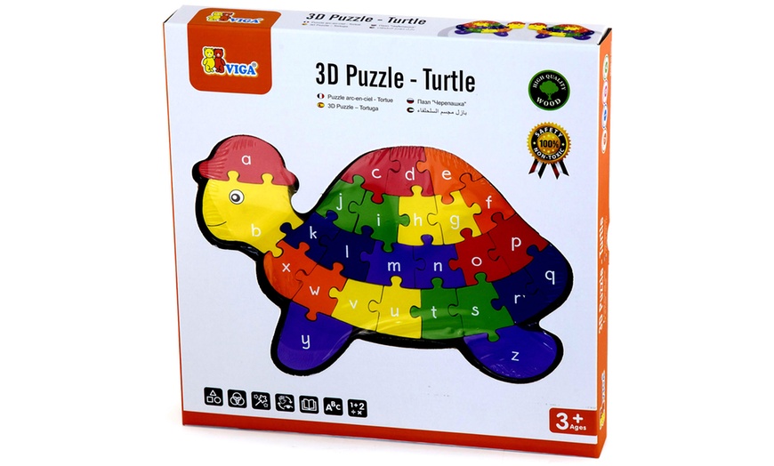 Image 2: Two-in-One Wooden Turtle Puzzle