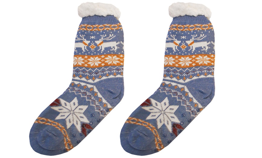 Image 18: Festive Warm Sherpa Fur Slipper Socks