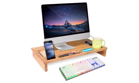 Organizer da tavolo o supporto computer realizzato in legno bambù