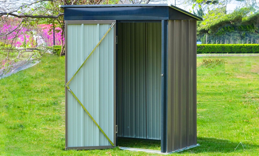 Image 2: Metal Garden Storage Tool Shed with a Lockable Door