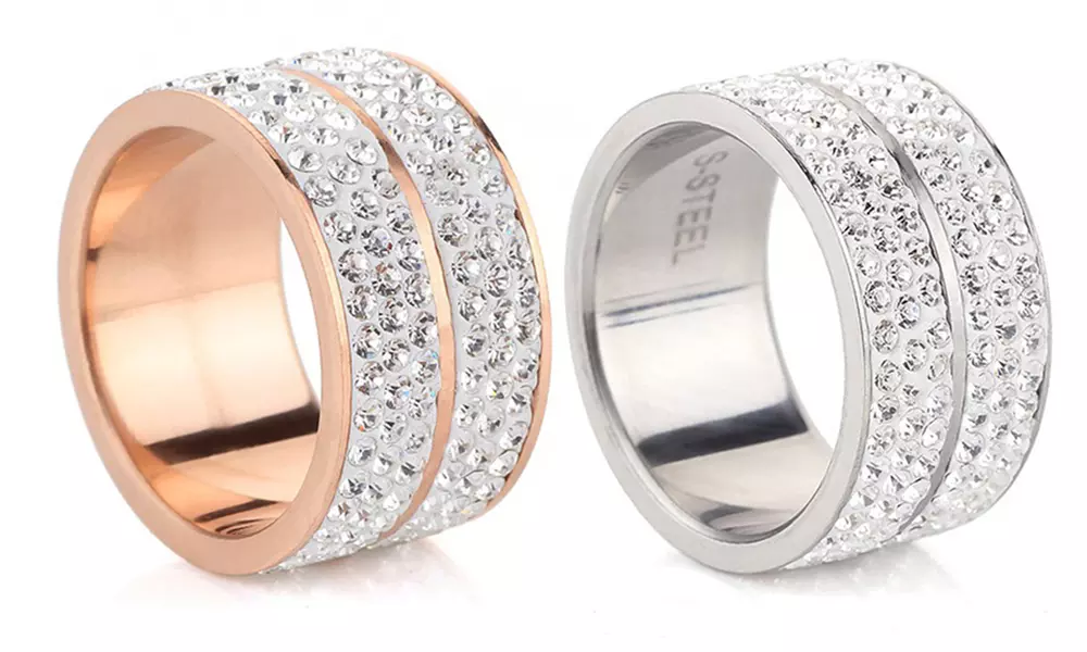 1 ou 2 bagues "Elyna" en acier inoxydable, livraison offerte - Primary Image