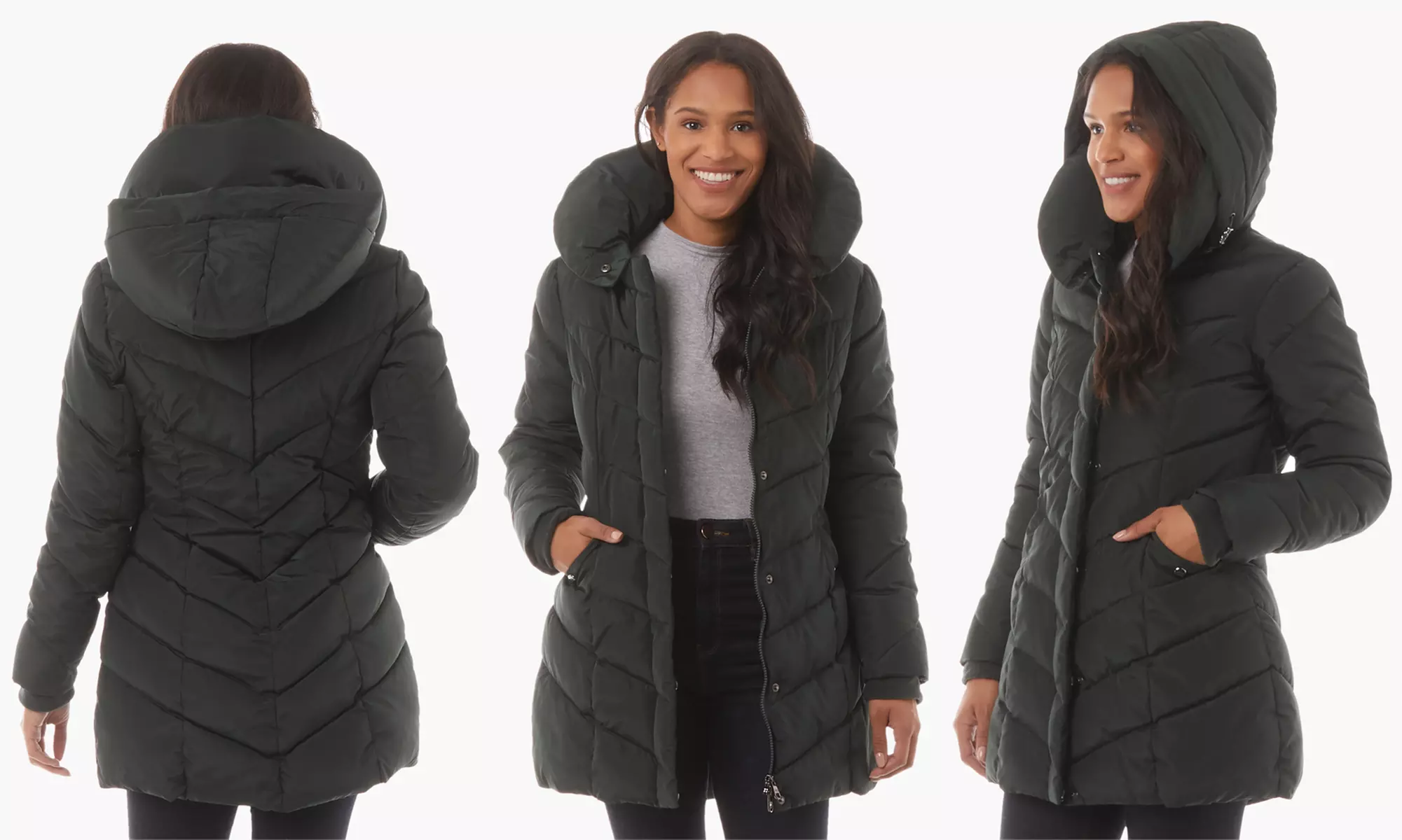 Steve Madden Women Mid-Length or Maxi Chevron Coat (Size 3X) - Primary Image