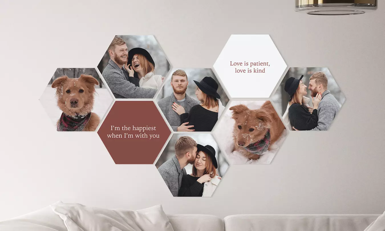 Personalisierbare Hexagon-Fotos als Set in verschiedenen Größen