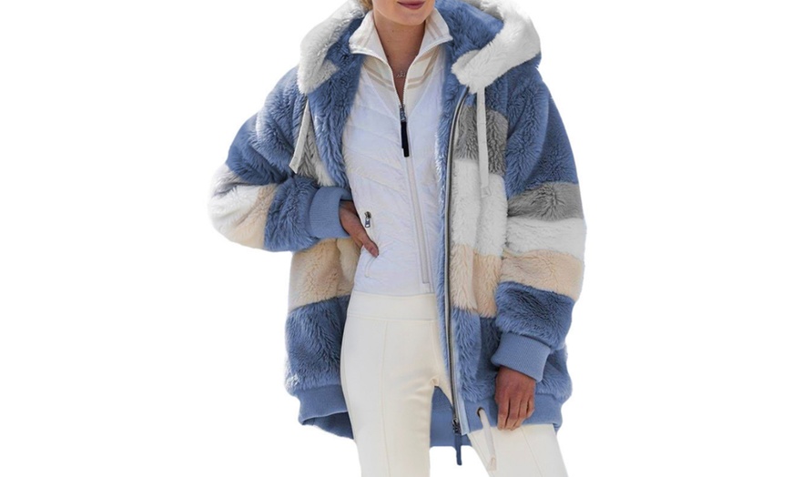 Image 13: Women’s Plush Hooded Coat