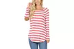 Women's Striped Long Sleeve Boat Neck Top with Elbow Patch. Plus Sizes Available. - Image 6