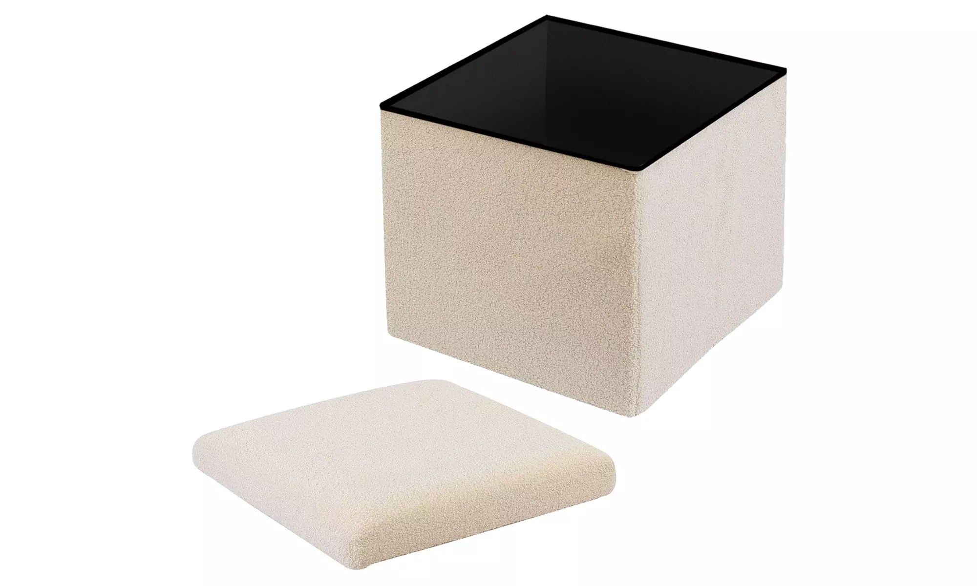 Teddy Boucle Storage Ottoman or Foldable Cube Footstool