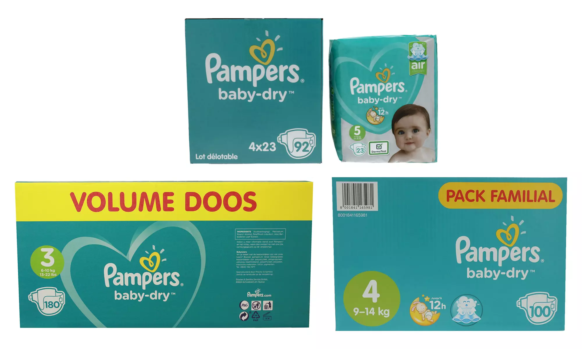 92, 100 or 180 Pampers Pants Baby Dry Nappies - Primary Image