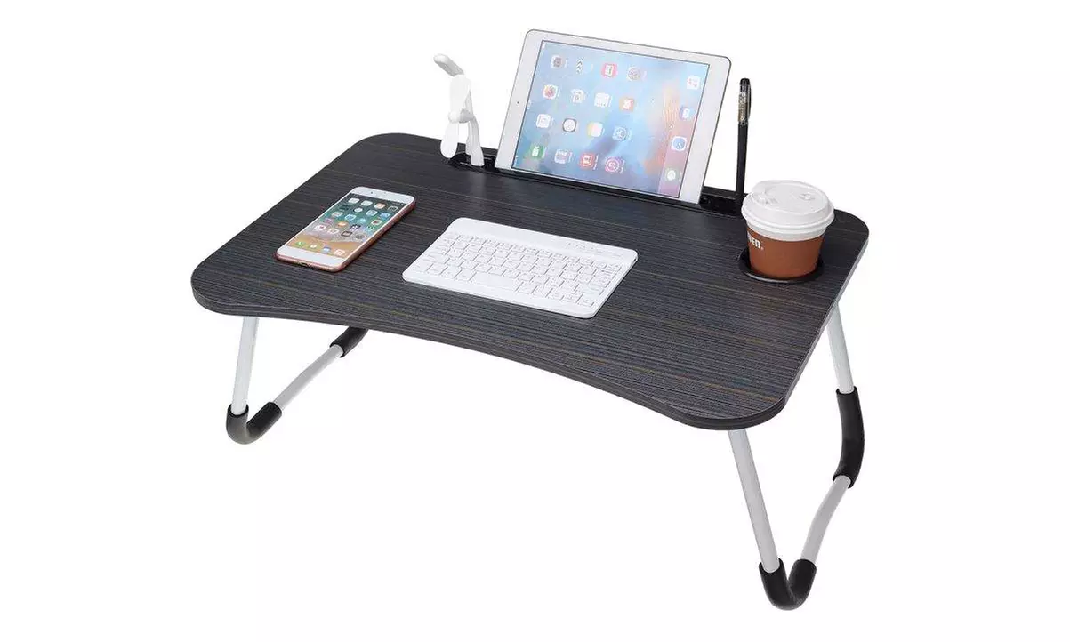 Bureau pliable avec porte-gobelet et support tablette Herzberg - Primary Image