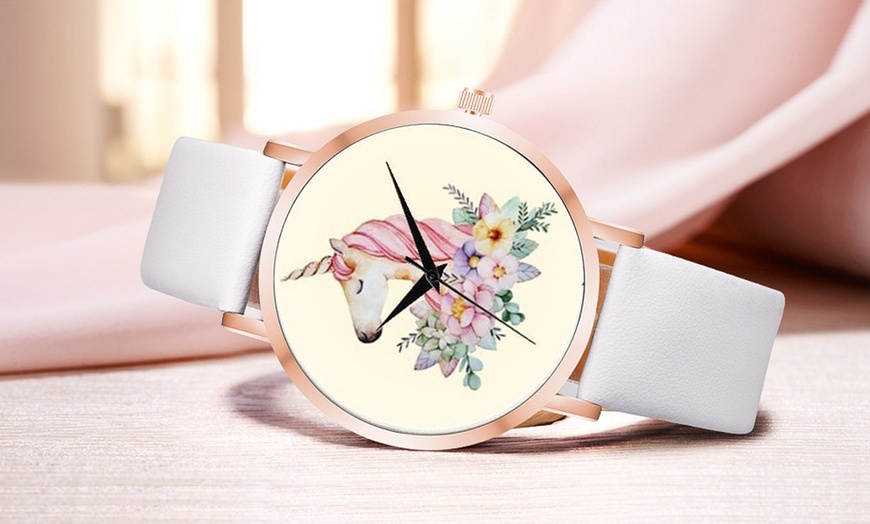 Image 1: Unicorn Print Dial Watch