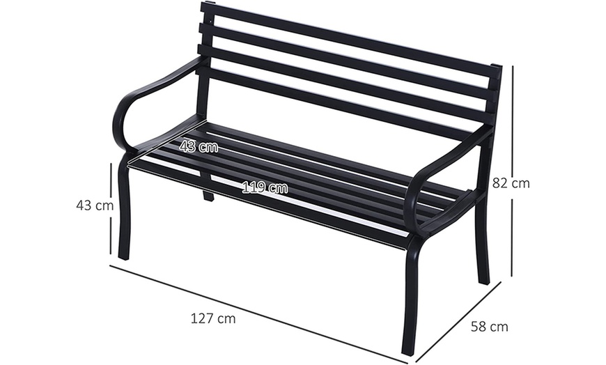 Image 7: Outsunny Two-Seater Garden Bench