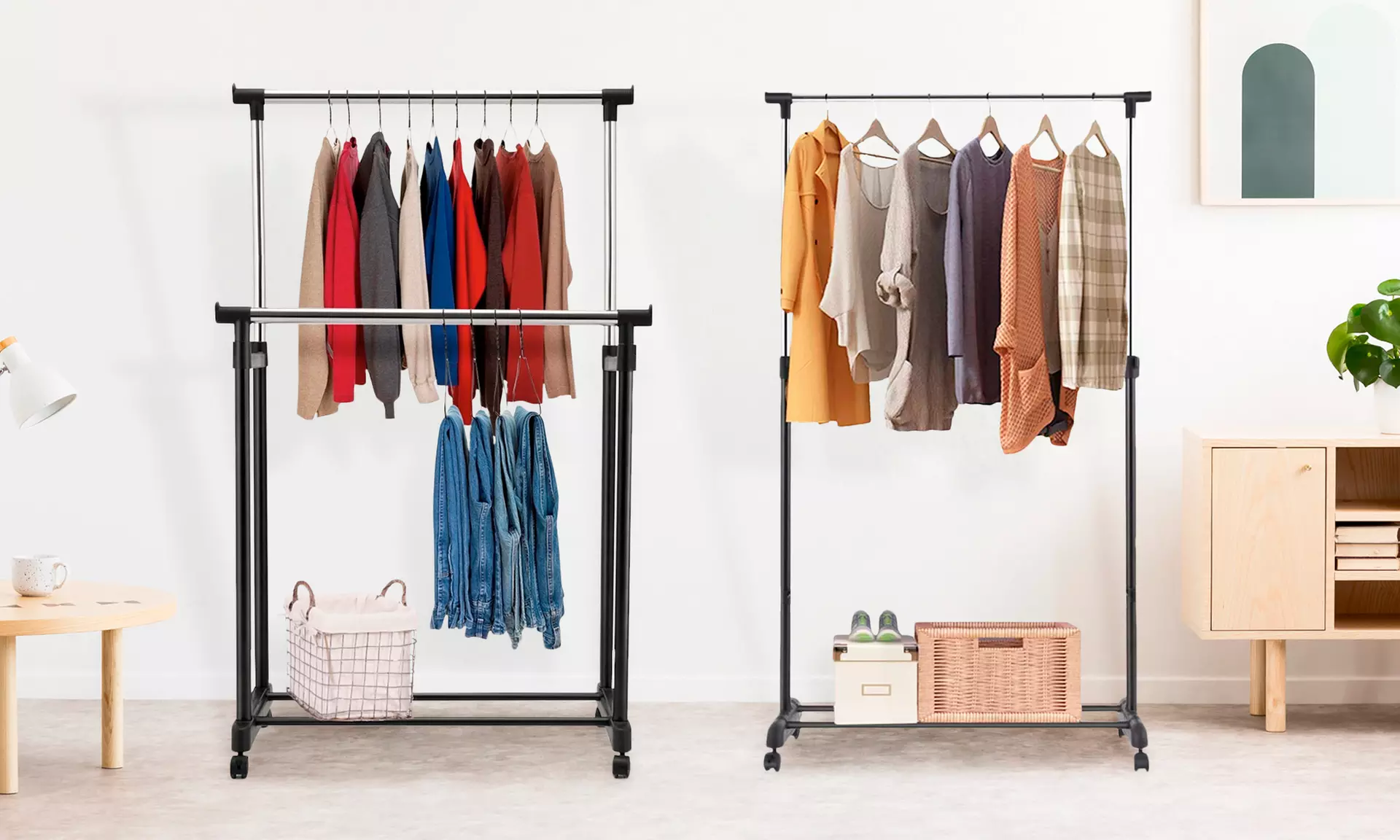 Portant pour vêtements avec roues, modèles au choix - Primary Image