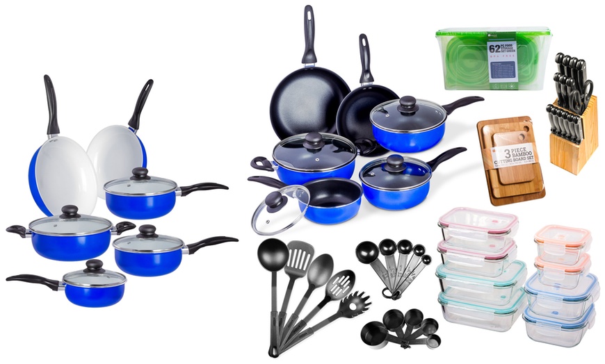 Kitchen Starter Sets - Cookware, Food Storage, Utensils (120 Piece ...