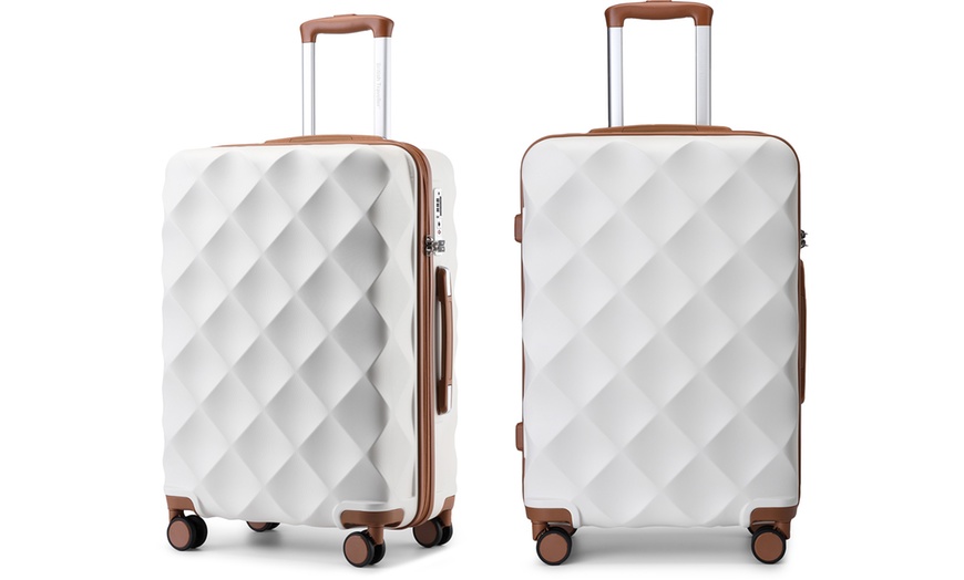 Image 21: Ultralight Hard Shell Diamond-Pattern Suitcase and Travel Bag Set 