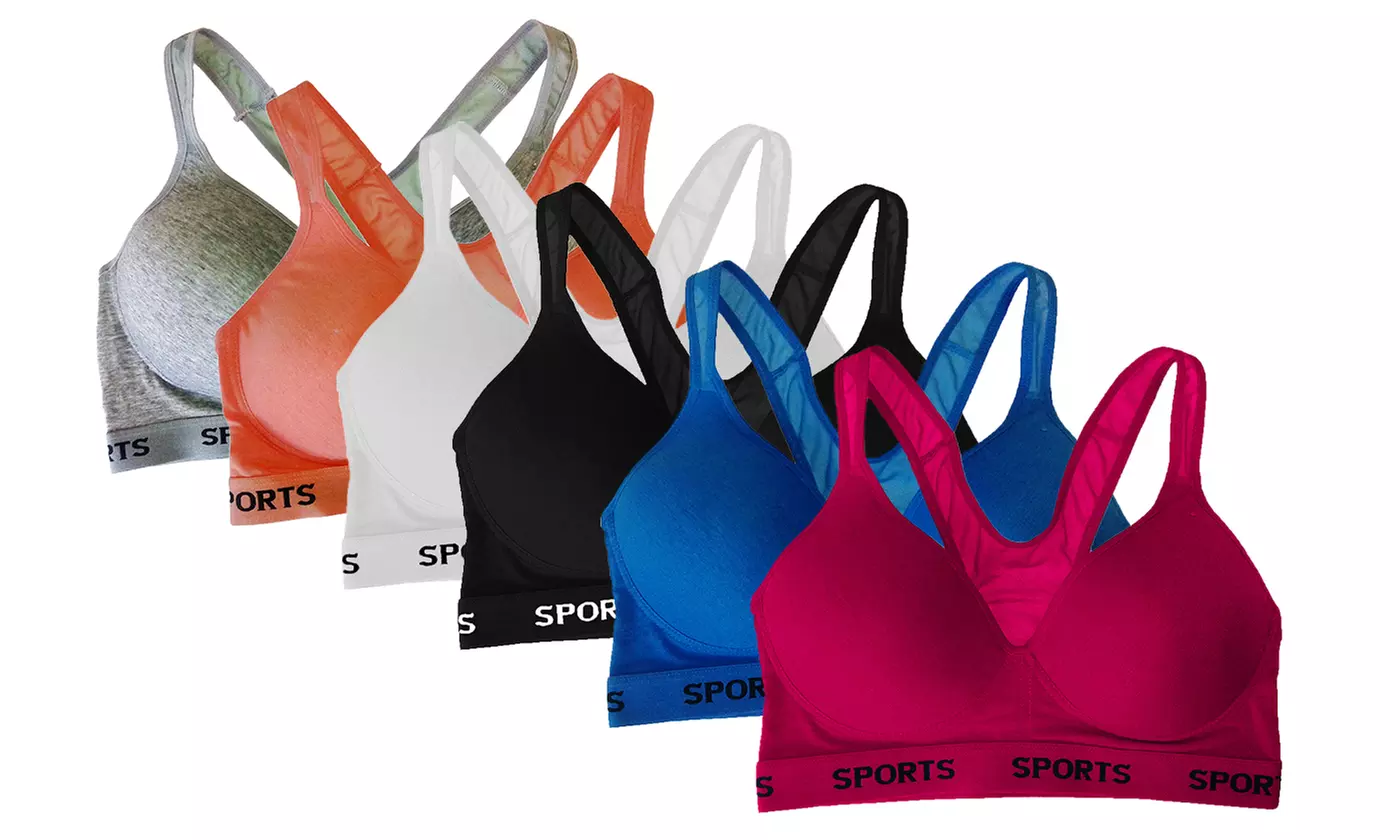 Cotton Sports Bras in Regular and Plus (6-Pack) - Primary Image