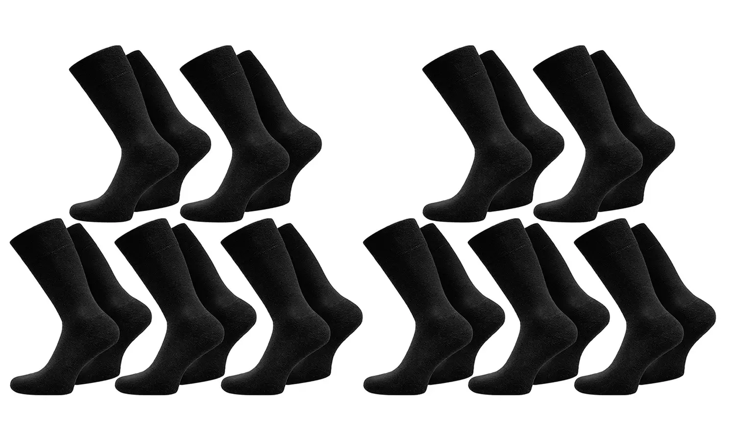 10er- oder 15er-Pack Herren-Business-Socken aus 100% Baumwolle in Schwarz und bis Größe 49 erhältlich - Second Medium