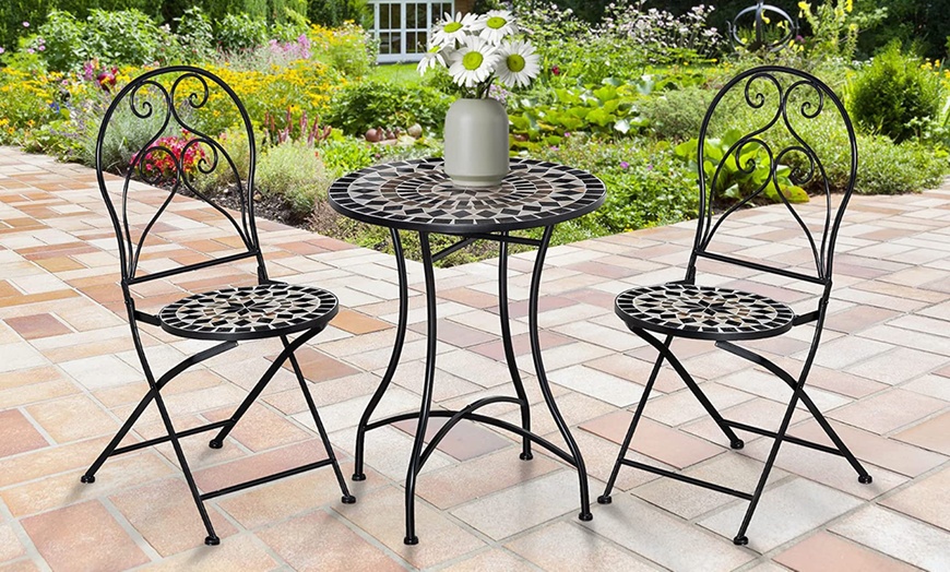 Image 1: Outsunny Garden Bistro Set with Coffee Table and Two Folding Chairs