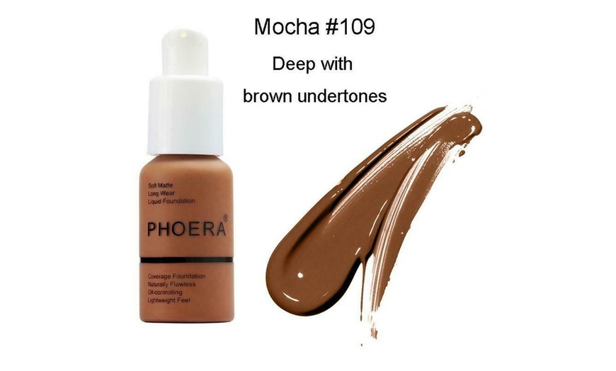 Image 10: Phoera Foundation Makeup Full Coverage Liquid Base Brighten Long Lasting Shade