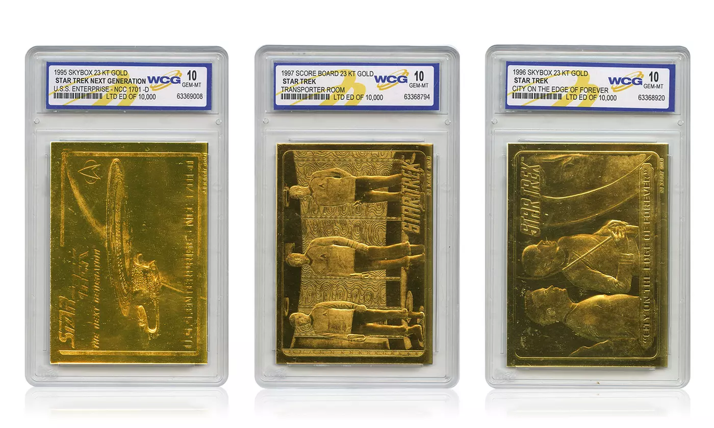 Star Trek 50th Anniversary Celebration "Original" or "The Next Generation" 23K Gold Cards Graded MT 10 Set (3-Piece)  - Primary Image