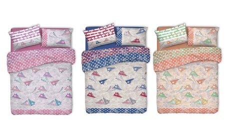 Copripiumino in cotone 80' style, disponibile in 2 dimensioni e 4 colori