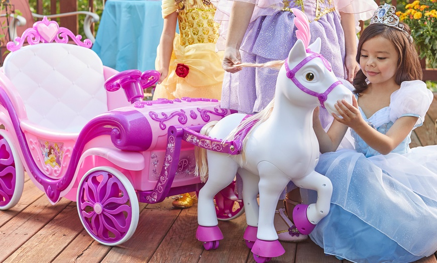 Image 1: Huffy Disney® Princess Horse and Carriage Ride-On