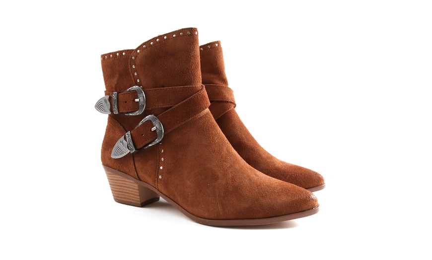 Image 1: Western Style Ankle Buckle Boots