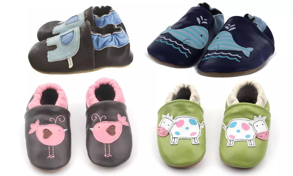 Chaussons bébé antidérapants en cuir souple Shoop's - Primary Image