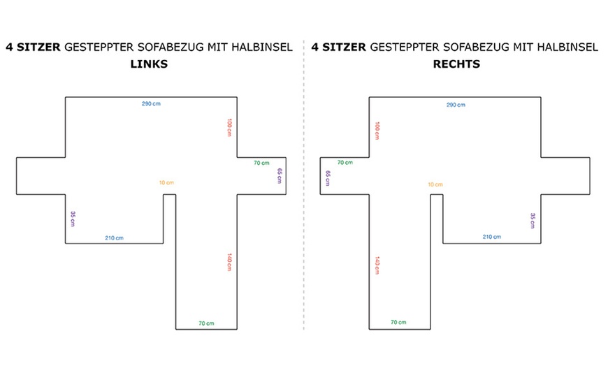 Image 4: Gesteppter Sofabezug mit Halbinsel