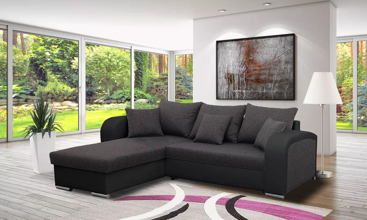 Canapé d'angle convertible réversible avec coffre, livraison offerte - Primary Image