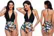 Maillot de bain une pièce biparti ; plusieurs coloris disponibles - Image 2