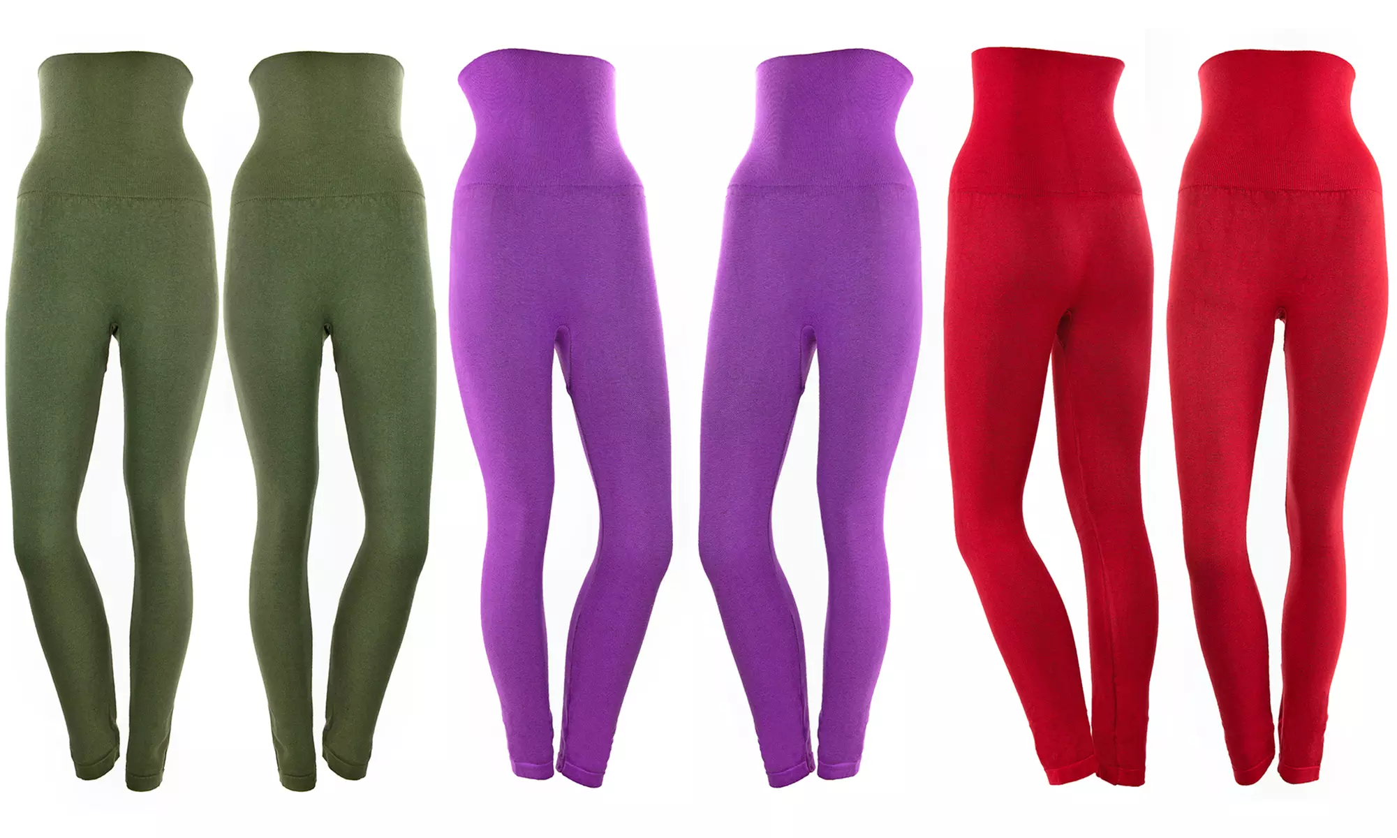 6-Pack Women's High-Waist Compression Tights with French Terry Lining - Second Medium