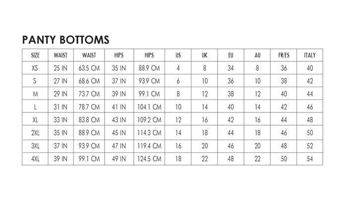 Affinitas Size Chart