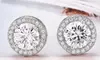Sterling Silver Cubic Zirconia Classic Halo Stud Earrings